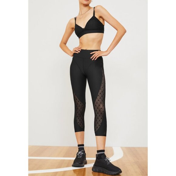 Alo Airlift Mesh High-Waist Celeste Capri Black Sheer Cut-Outs Cutouts Hi-Rise - Picture 8 of 12